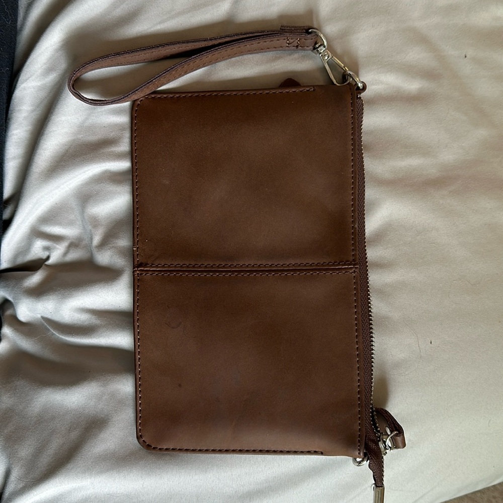 Faux leather wristlet